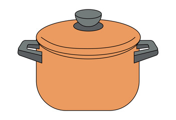Cooking pot with lid kitchen utensil illustration for food preparation, recipe content, culinary education, household kitchenware, restaurant design, and cooking promotional materials isolated on whit