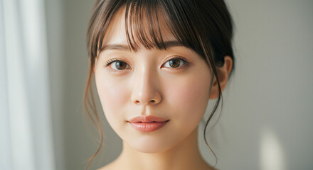Naklejka premium 日本人女性のポートレート、スキンケア・美容・ナチュラルメイクイメージ