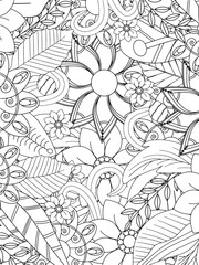 Vector illustration flowers coloring pages 
