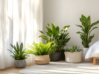Collection of houseplants in a bright room