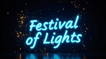 A captivating scene of neon lights illuminating a reflective surface, creating a stunning visual spectacle for the festival of lights, spreading joy and cheer in the darkness