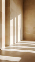 Sunlight streaming into an empty room with shadows