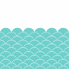 Japan style tile green curve line wave pattern culture background
2