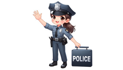 Smiling Cartoon Police Officer Greeting Gesture