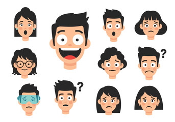 Collection of diverse human faces displaying a wide range of emotions and expressions