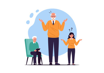 Confused family members seeking understanding and clarity in a difficult situation