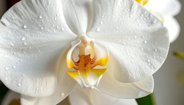 White orchid, with water dew