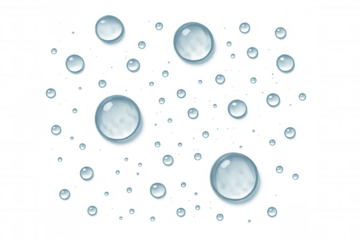 Pristine water droplets splashing, glistening with pure transparency, embodying crisp hydration and serene clarity