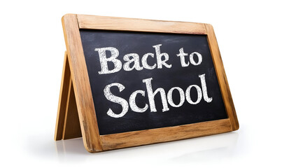 Obraz premium A wooden chalkboard sign with the phrase 'Back to School,' symbolizing education and new beginnings in the academic year.
