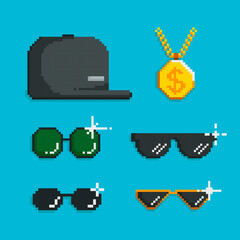 Flat design thug life sunglasses element collection