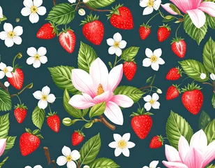 Gardinen Küche Muster  Floral Strawberry Pattern Design (1)  © Soli