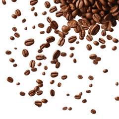 Obraz premium A scattering of coffee beans against a transparent background
