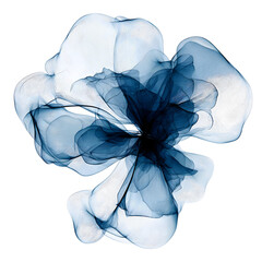 Abstract floral design with delicate blue hues against a stark black background