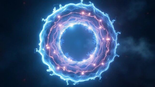energy sector.Futuristic magical plasma circle glows in space.