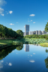Lakeside modern office building in China