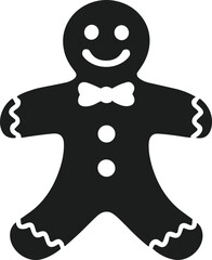 Gingerbread Man Silhouette with Bow Tie - Christmas Cookie Vector Illustration