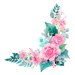 Elegant watercolor floral arrangement with roses on a dark background