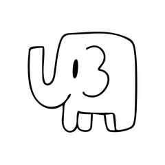 cute elephant icon line art