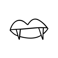 fangs lips icon line art