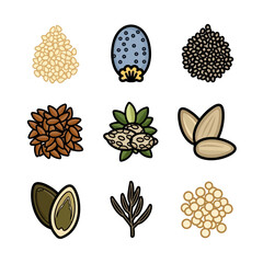 Seed Vector Icons Seeds Collection White.