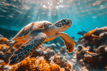 Fototapeta premium sea turtle swimming in the sea