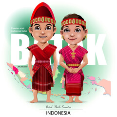 Vector illustration of traditional Batak Toba clothing from North Sumatra, Indonesia.
