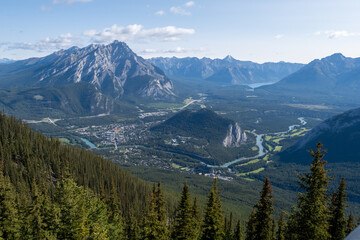 Fototapeta premium Majestic mountain range displays stunning wilderness in a clear blue sky setting