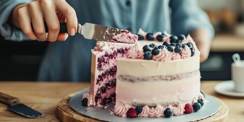 Cutting a wedding cake