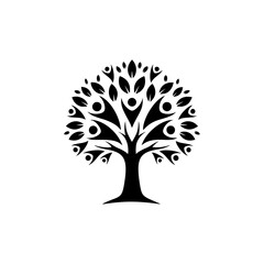 Naklejka premium Family tree of life silhouette vector illustration for logo design, symbolizing community, growth, and connection