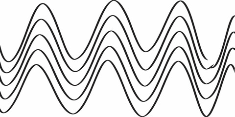 Abstract black wavy lines forming a repeating pattern on a white background
