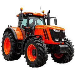 Robust Agriculture Isolated On White Background: A striking high-angle perspective captures the robust power of a tractor, a symbol of modern agriculture, highlighting its sturdy build and design. 