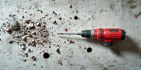 Drilling holes in a wall