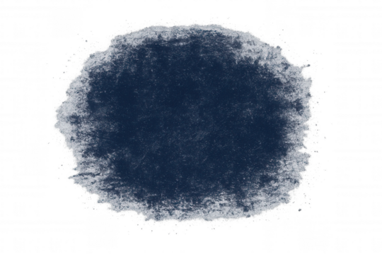 Distressed navy blue circular grunge texture overlaying transparent background, creating vintage worn graphic element