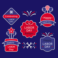 Collection of retro american labor day sticker