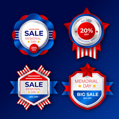 Realistic memorial day labels collection