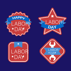 Labor day label collection with flat design