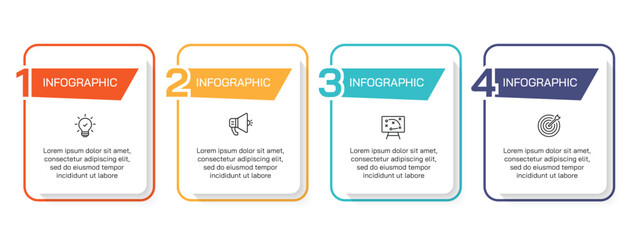 Steps business data visualization timeline process infographic template design with icons