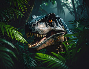 Dinosaur in a fantastic jungle.