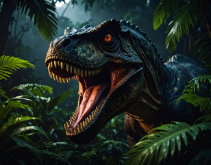 Dinosaur in a fantastic jungle.