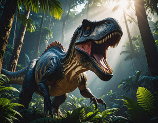Dinosaur in a fantastic jungle.