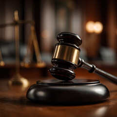 Gavel Symbolizing Justice in Courtroom