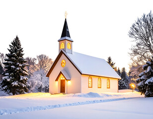 Christmas Eve Midnight Church Scene, Transparent PNG