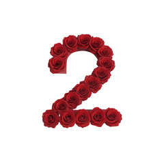 Fototapeta premium Beautiful Floral Number 2 Created with Fresh Red Roses
