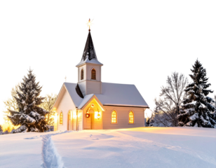  Christmas Eve Midnight Church Scene, Transparent PNG