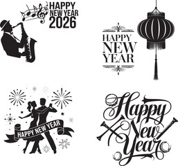 Elegant Happy New Year lettering design for celebrations