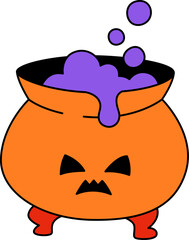 Orange Halloween Cauldron Brew Illustration