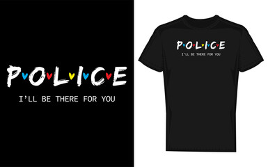 Funny Cat Police Officer Illustration for T Shirt Design with Playful Typography