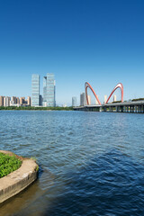 Lakeside modern office building in China