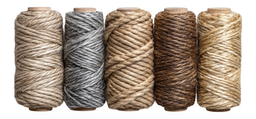Isolated Spools of Natural Twine on Transparent Background for Craft and Design Use