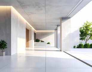 Modern architecture interior design white minimalist building space